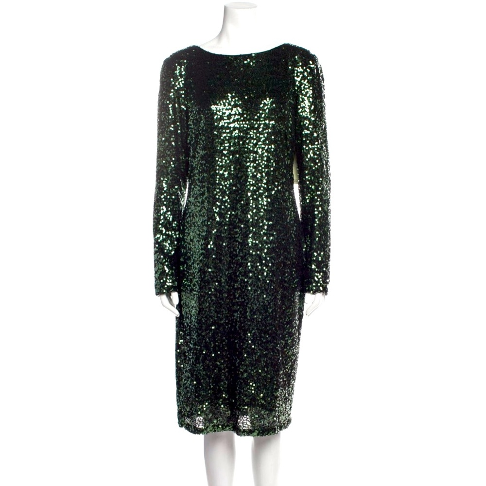 Lovely and flattering Badgley Mischka green sequin cocktail dress!